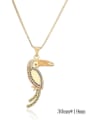 thumb Brass Cubic Zirconia Bird Vintage Moon Pendant Necklace 4