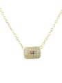 thumb Copper Cubic Zirconia Rectangle Dainty Necklace 0