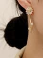 thumb Brass Cubic Zirconia Flower Vintage Stud Trend Korean Fashion Earring 1