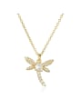 thumb Brass Cubic Zirconia Dragonfly Hip Hop Necklace 0