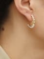thumb Brass Imitation Pearl Geometric Minimalist Stud Trend Korean Fashion Earring 1