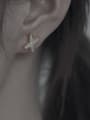 thumb Brass Shell Cross Minimalist Stud Earring 2