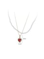 thumb Brass Cubic Zirconia Red Heart Vintage Necklace 1