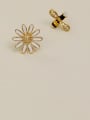thumb Copper Rhinestone Enamel Cute chrysanthemum Bee asymmetric Stud Trend Korean Fashion Earring 3