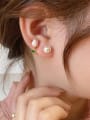 thumb Brass Imitation Pearl Enamel Flower Dainty Stud Earring 1