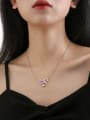 thumb Brass Cubic Zirconia Bowknot Dropping Oil Dainty Necklace 1