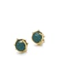 thumb Brass Resin Round Vintage Stud Earring 0