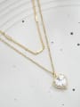 thumb Brass Cubic Zirconia Heart Minimalist Multi Strand Necklace 1