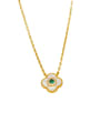 thumb Brass Cubic Zirconia Enamel Clover Minimalist Necklace 1