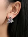 thumb Brass Cubic Zirconia Purple Heart Dainty Stud Earring 1