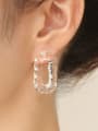 thumb Hand Glass Clear Rectangle Minimalist Stud Earring 1