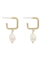 thumb Copper Freshwater Pearl Geometric Minimalist Drop Trend Korean Fashion Earring 0