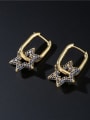 thumb Brass Cubic Zirconia  Vintage Five-pointed star Huggie Earring 3