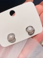 thumb Brass Freshwater Pearl Geometric Dainty Stud Earring 0