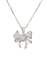 thumb Brass Cubic Zirconia Bowknot Hip Hop Necklace 1