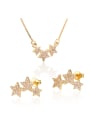 thumb Brass Star Cubic Zirconia Earring and Necklace Set 0