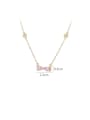 thumb Brass Cubic Zirconia Pink Bowknot Dainty Necklace 2