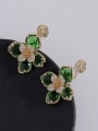 thumb Brass Cubic Zirconia Flower Vintage Drop Earring 2