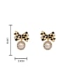 thumb Brass Imitation Pearl Enamel Bowknot Vintage Stud Earring 2
