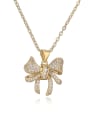 thumb Brass Cubic Zirconia Bowknot Hip Hop Necklace 0