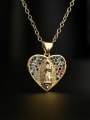 thumb Brass Cubic Zirconia Heart Vintage Regligious Necklace 2