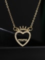 thumb Brass Cubic Zirconia Heart Vintage Letter Pendant Necklace 1