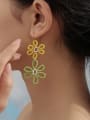 thumb Brass Glass beads Multi Color Flower Minimalist Clip Earring 1
