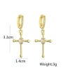 thumb Brass Cubic Zirconia Cross Minimalist Drop Earring 2