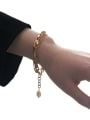 thumb Brass Imitation Pearl Geometric Vintage Link Bracelet 1