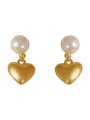 thumb Brass Imitation Pearl Heart Vintage Clip Earring 0