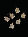 thumb Brass Cubic Zirconia Square Luxury Cluster Earring 0