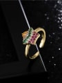 thumb Brass Cubic Zirconia Five-Pointed Star Vintage Band Ring 1