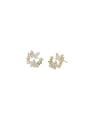 thumb Brass Cubic Zirconia Enamel Flower Dainty Stud Earring 0