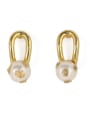 thumb Brass Imitation Pearl Water Drop Vintage Stud Earring 0