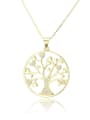 thumb Brass Cubic Zirconia Classic Round Tree Pendant necklace 0