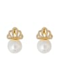 thumb Copper Imitation Pearl Crown Dainty Stud Trend Korean Fashion Earring 2