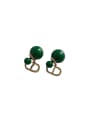 thumb Brass Resin Green Geometric Trend Stud Earring 0