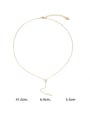 thumb Brass Cubic Zirconia Tassel Minimalist Lariat Necklace 2