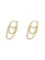 thumb Copper Hollow Geometric Minimalist Chain Huggie Trend Korean Fashion Earring 0