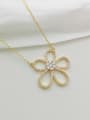 thumb Copper Cubic Zirconia Flower Dainty Trend Korean Fashion Necklace 0