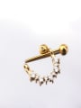 thumb Brass  With Cubic Zirconia White Minimalist Stud Earring 4