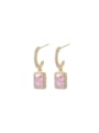 thumb Brass Cubic Zirconia Pink Geometric Dainty Drop Earring 0