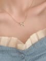 thumb Brass Cubic Zirconia Bowknot Dainty Necklace 1