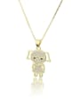 thumb Brass Cubic Zirconia Cute GriL Pendant Necklace 0