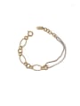 thumb Brass Cubic Zirconia  Vintage Asymmetric hollow chain Link Bracelet 0