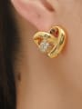 thumb Brass Cubic Zirconia Heart Minimalist Stud Trend Korean Fashion Earring 1
