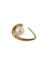 thumb Brass Imitation Pearl Water Drop Minimalist Stud Earring 3