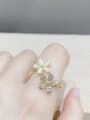 thumb Brass Cubic Zirconia Flower Dainty Band Ring 1