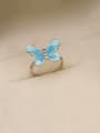 thumb Brass Enamel Butterfly Minimalist Band Ring 0