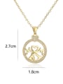 thumb Brass Cubic Zirconia Heart Dainty Round Pendant Necklace 3